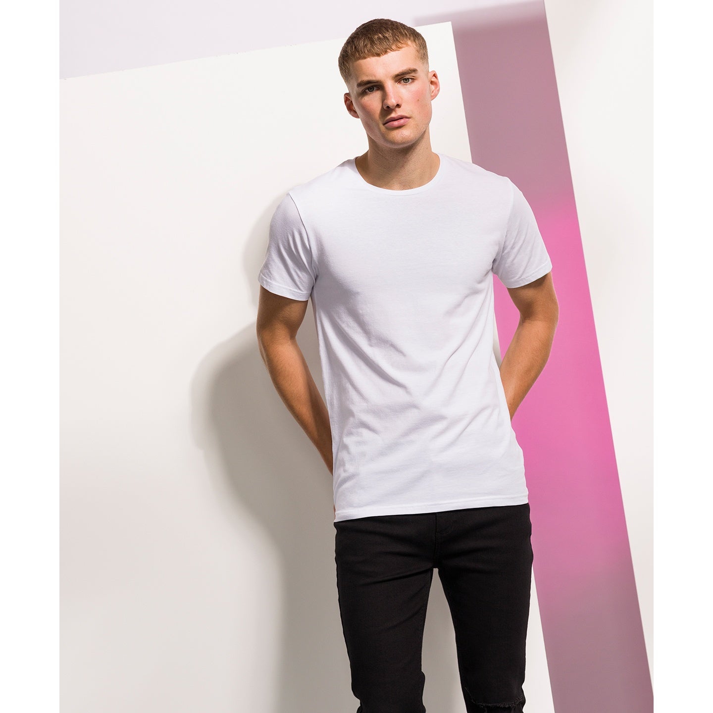 White - Back - Skinni Fit Men Mens Feel Good Stretch Short Sleeve T-Shirt