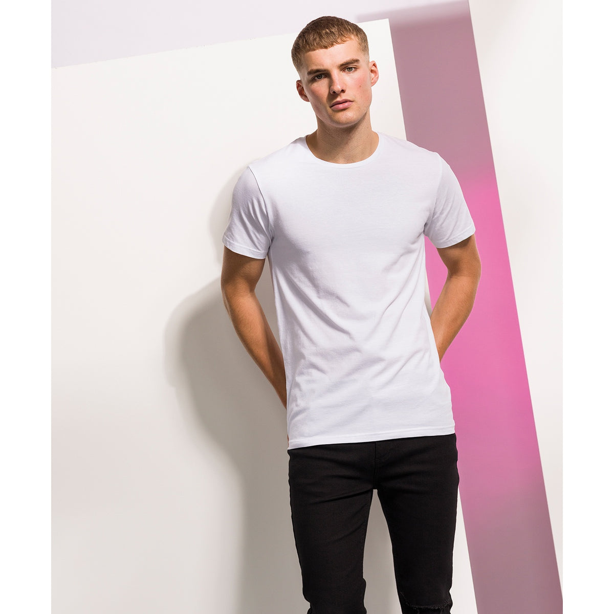 Black - Side - Skinni Fit Men Mens Feel Good Stretch Short Sleeve T-Shirt