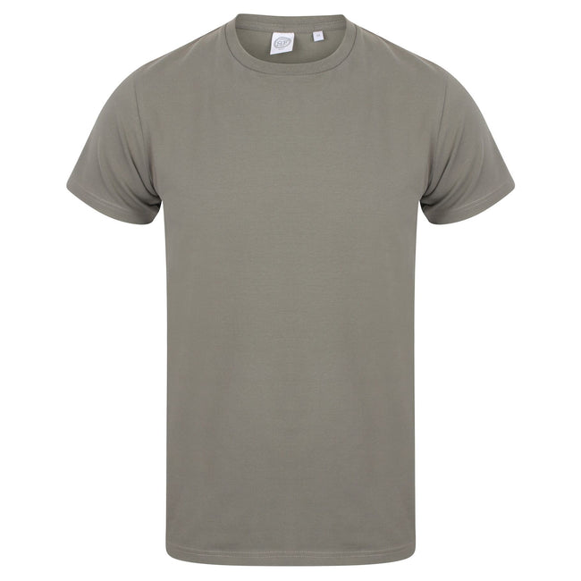 Khaki - Front - Skinni Fit Men Mens Feel Good Stretch Short Sleeve T-Shirt