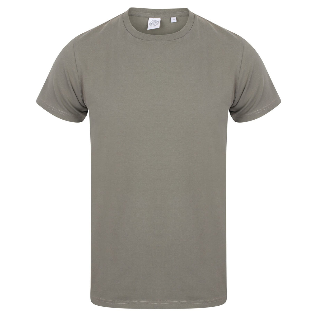 Khaki - Front - Skinni Fit Men Mens Feel Good Stretch Short Sleeve T-Shirt