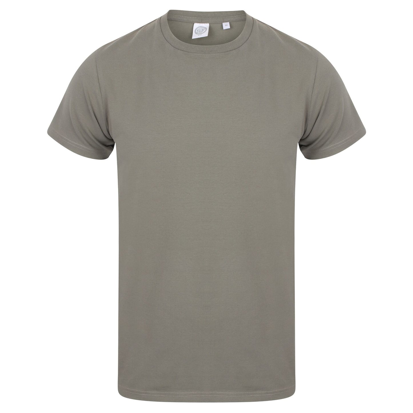 Khaki - Front - Skinni Fit Men Mens Feel Good Stretch Short Sleeve T-Shirt