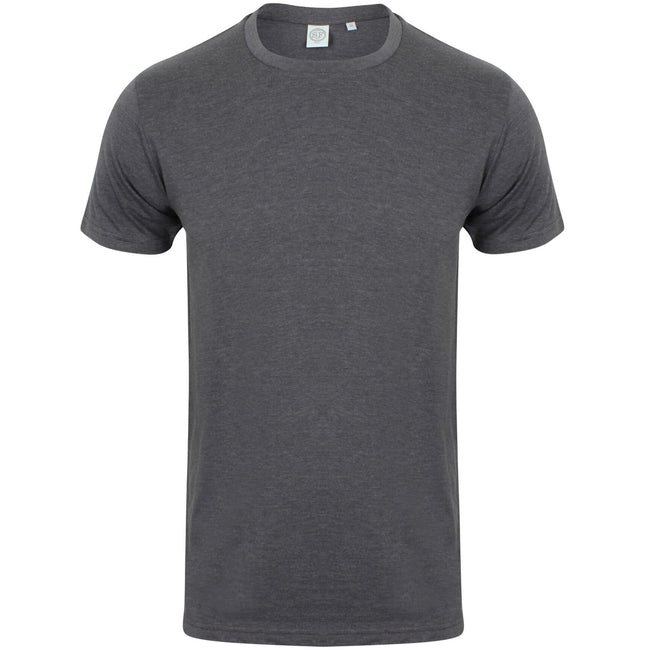 Heather Charcoal - Front - Skinni Fit Men Mens Feel Good Stretch Short Sleeve T-Shirt