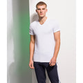 White - Back - Skinni Fit Men Mens Feel Good Stretch V-neck Short Sleeve T-Shirt