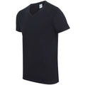 Navy - Back - Skinni Fit Men Mens Feel Good Stretch V-neck Short Sleeve T-Shirt