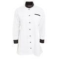 White- Black - Front - Dennys Womens-Ladies Contrast Chef-Food Service Tunic