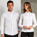 White - Back - Kustom Kit Mens Mandarin Collar Fitted Long Sleeve Corporate Shirt