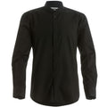 Black - Front - Kustom Kit Mens Mandarin Collar Fitted Long Sleeve Corporate Shirt