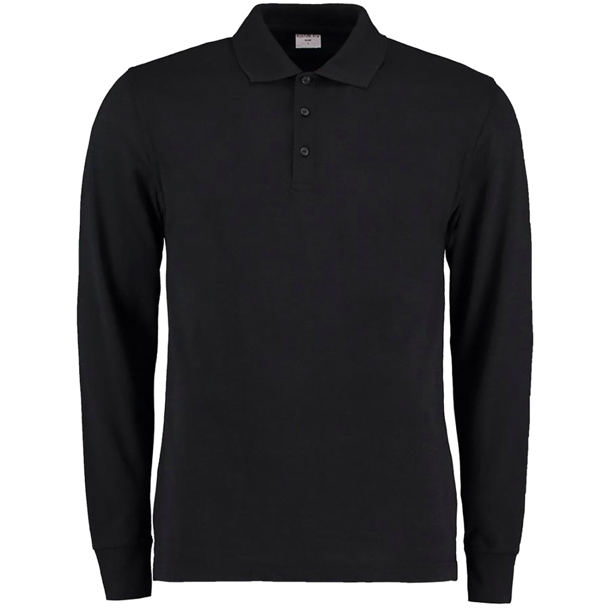 Black - Front - Kustom Kit Mens Pique Long Sleeve Polo Shirt
