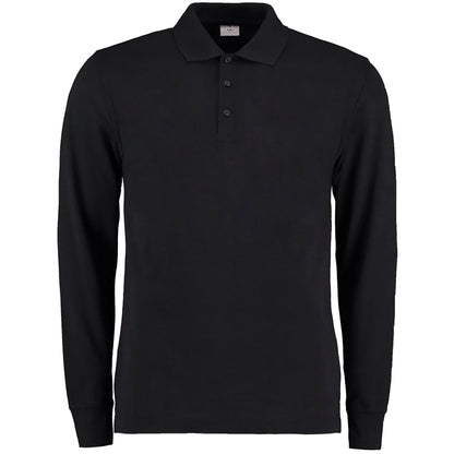 Black - Front - Kustom Kit Mens Pique Long Sleeve Polo Shirt