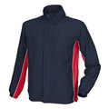 Navy- Red- White - Front - Finden & Hales Kids Unisex Full Zip Contrast Sports Track Top - Tracksuit Top