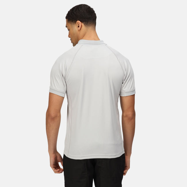 Silver Grey - Back - Regatta Hardwear Mens Coolweave Short Sleeve Polo Shirt