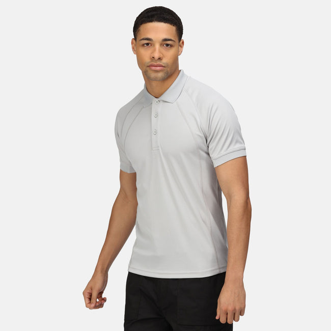 Silver Grey - Side - Regatta Hardwear Mens Coolweave Short Sleeve Polo Shirt