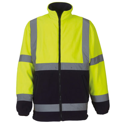 Yellow- Navy - Front - Yoko Mens Hi Vis Heavyweight Fleece Jacket