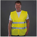 Yellow - Back - Yoko Mens Hi Vis 2 Bands Vest-Waistcoat