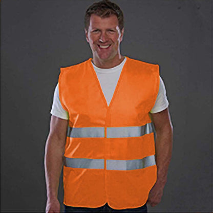 Orange - Back - Yoko Mens Hi Vis 2 Bands Vest-Waistcoat