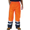 Orange- Navy - Back - Yoko Mens Hi Vis Waterproof Overtrousers