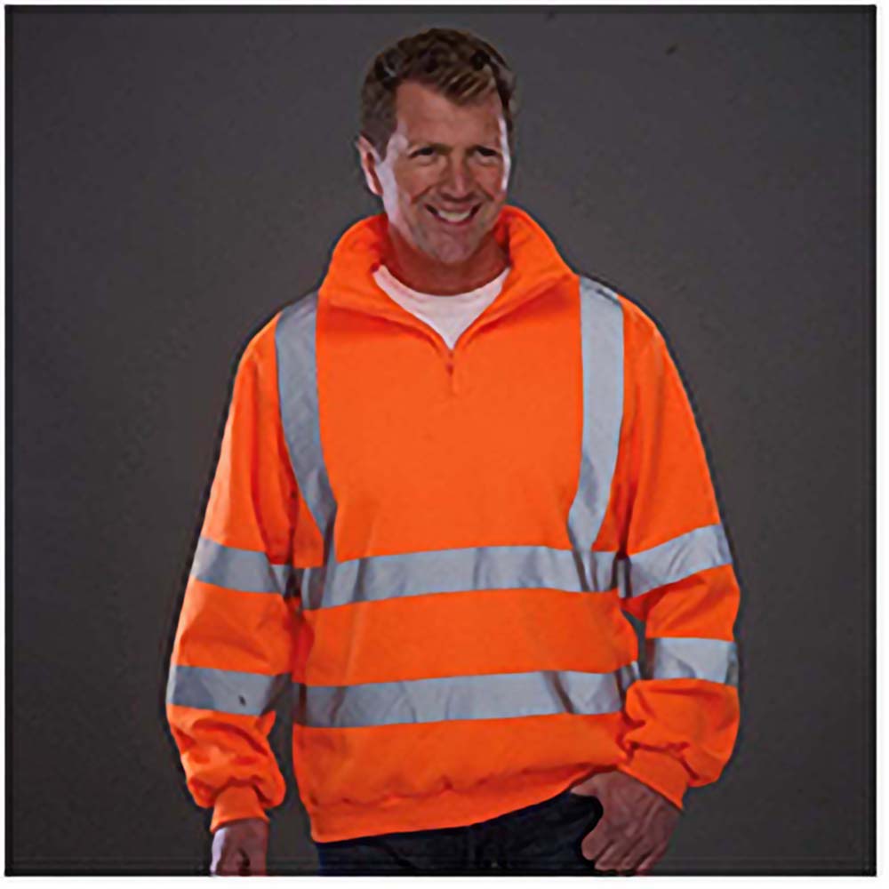 Orange - Back - Yoko Mens Hi Vis 1-4 Zip Sweatshirt