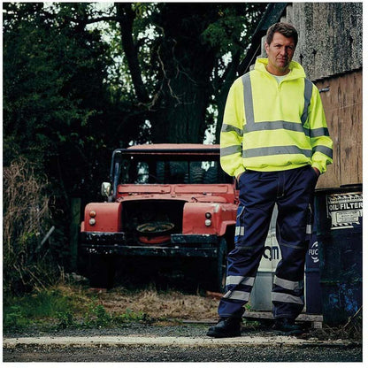 Yellow - Back - Yoko Mens Hi Vis 1-4 Zip Sweatshirt