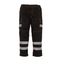 Black - Front - Yoko Mens Hi Vis Polycotton Cargo Trousers With Knee Pad Pockets