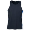 Navy-Royal-White - Front - Finden & Hales Mens Performance Panel Moisture Wicking Sports Vest Top