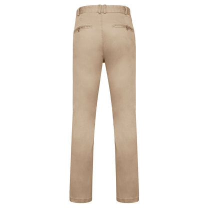 Stone - Back - Front Row Mens Cotton Rich Stretch Chino Trousers