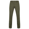 Khaki - Front - Front Row Mens Cotton Rich Stretch Chino Trousers