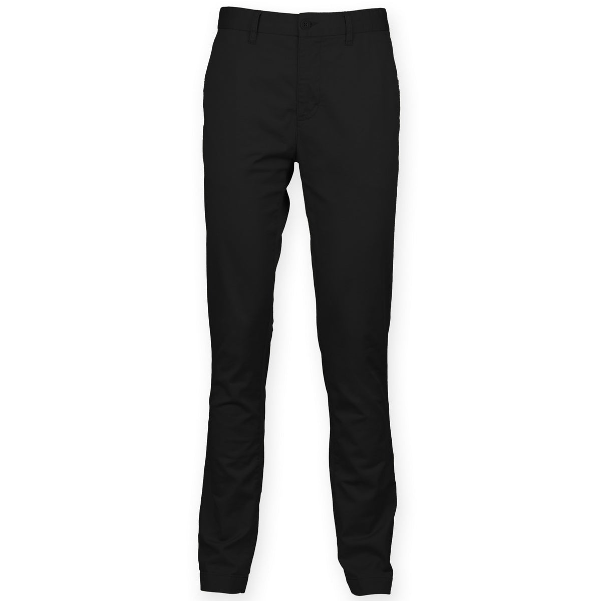 Black - Front - Front Row Mens Cotton Rich Stretch Chino Trousers