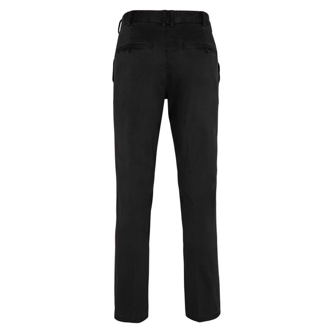 Black - Back - Front Row Mens Cotton Rich Stretch Chino Trousers