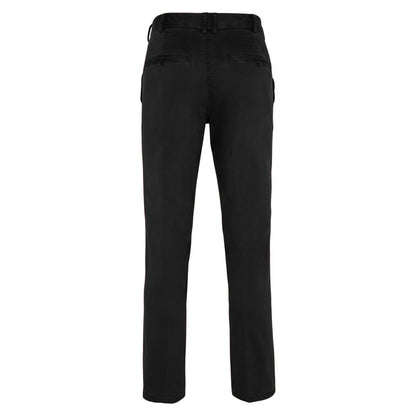 Black - Back - Front Row Mens Cotton Rich Stretch Chino Trousers