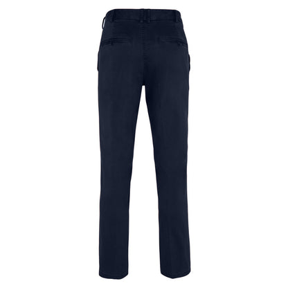 Navy - Back - Front Row Mens Cotton Rich Stretch Chino Trousers