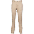 Stone - Front - Front Row Mens Cotton Rich Stretch Chino Trousers