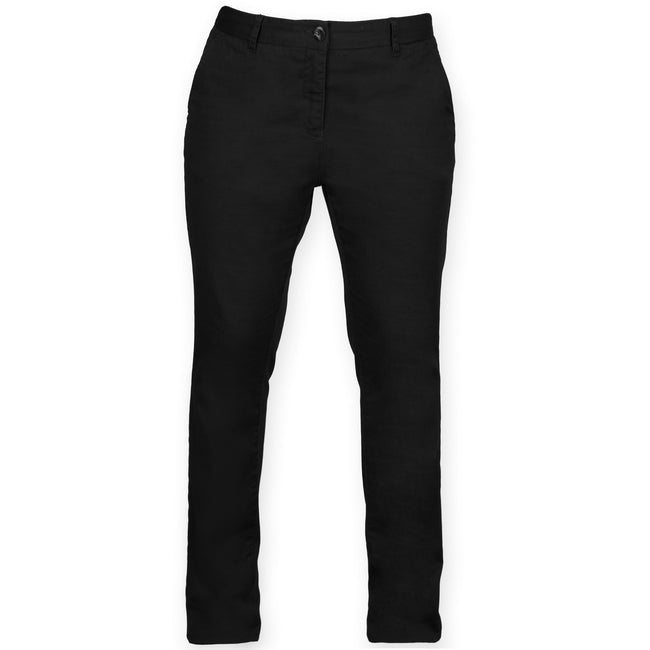 Black - Front - Front Row Womens-Ladies Cotton Rich Stretch Chino Trousers