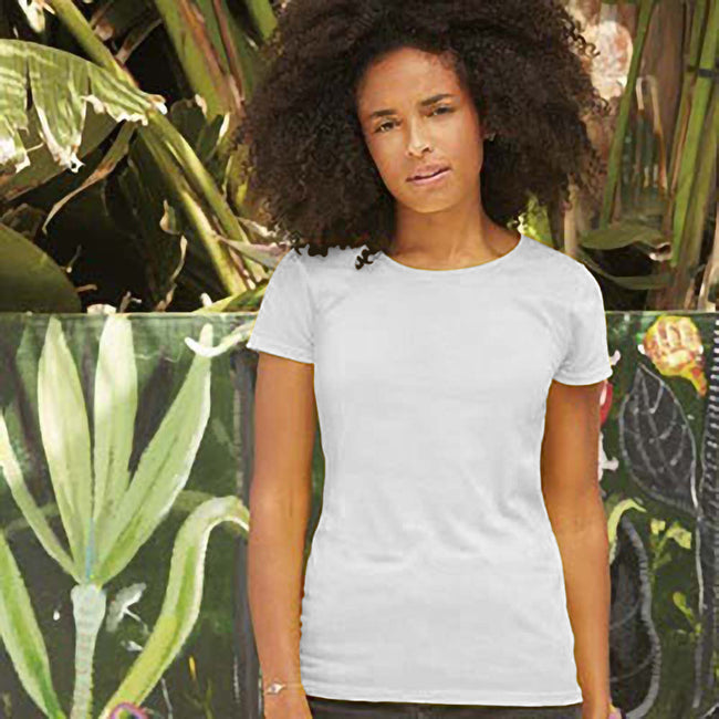 White - Back - Fruit Of The Loom Womens-Ladies Short Sleeve Lady-Fit Original T-Shirt