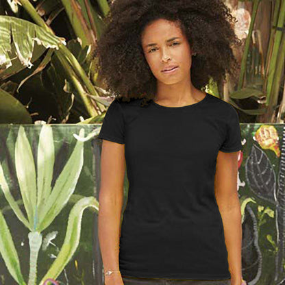 Black - Back - Fruit Of The Loom Womens-Ladies Lady Fit Short-Sleeved T-Shirt