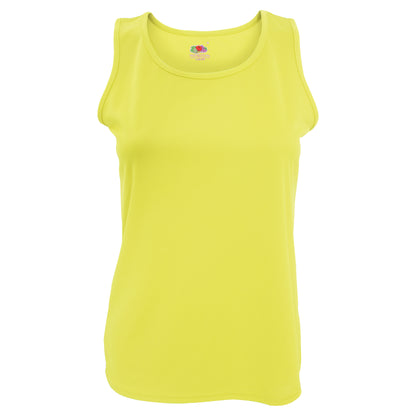 Bright Yellow - Front - Fruit Of The Loom Womens-Ladies Sleeveless Lady-Fit Performance Vest Top