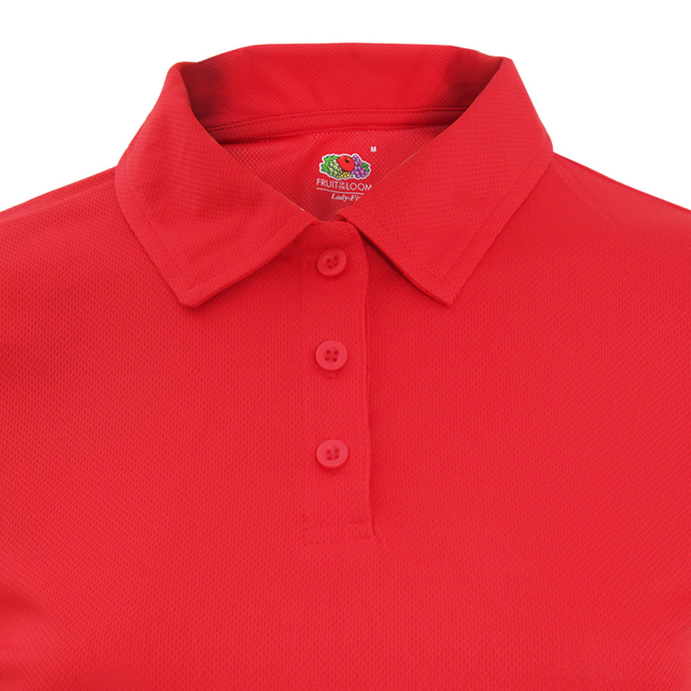 Red - Back - Fruit Of The Loom Womens-Ladies Moisture Wicking Lady-Fit Performance Polo Shirt