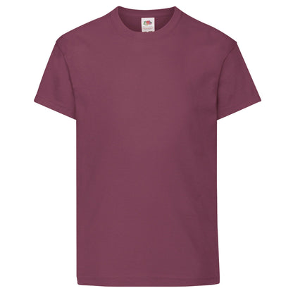 Burgundy - Front - Fruit Of The Loom Childrens-Kids Original Short Sleeve T-Shirt