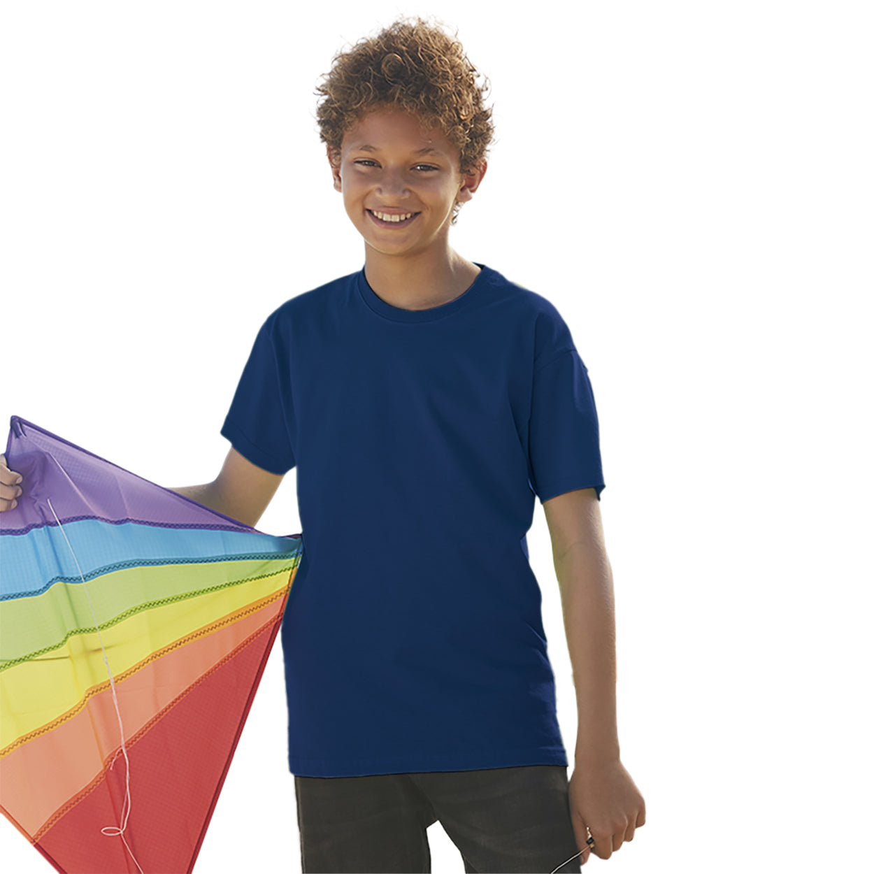 Deep Navy - Side - Fruit Of The Loom Childrens-Kids Original Short Sleeve T-Shirt