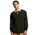 Bottle Green - Side - Front Row Mens Long Sleeve Sports Rugby Shirt