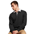 Black - Side - Front Row Mens Long Sleeve Sports Rugby Shirt