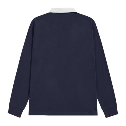 Navy - Back - Front Row Mens Long Sleeve Sports Rugby Shirt