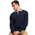Navy-Slate collar - Side - Front Row Mens Long Sleeve Sports Rugby Shirt