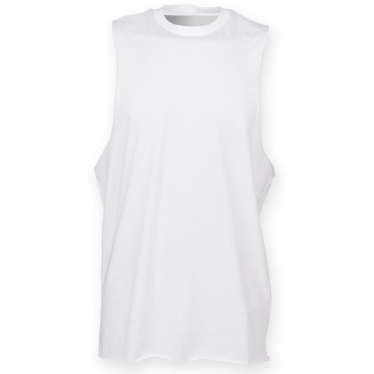 White - Front - Skinnifit Mens High Neck Slash Armhole Vest