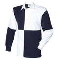 White-Navy (White collar) - Front - Front Row Quartered Rugby Sports Polo Shirt