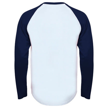 White - Oxford Navy - Back - Skinnifit Mens Raglan Long Sleeve Baseball T-Shirt