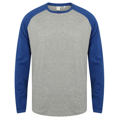 White - Oxford Navy - Side - Skinnifit Mens Raglan Long Sleeve Baseball T-Shirt