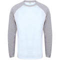 White - Oxford Navy - Side - Skinnifit Mens Raglan Long Sleeve Baseball T-Shirt