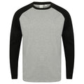 Heather Grey - Black - Front - Skinnifit Mens Raglan Long Sleeve Baseball T-Shirt