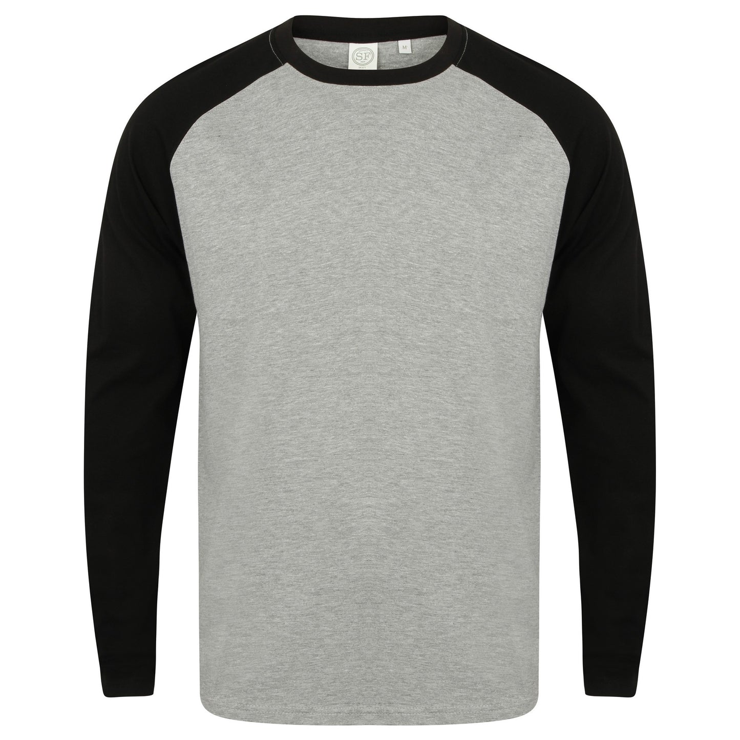 Heather Grey - Black - Front - Skinnifit Mens Raglan Long Sleeve Baseball T-Shirt