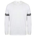 White - Black Stripes - Front - Skinnifit Mens Drop Shoulder Slogan Top